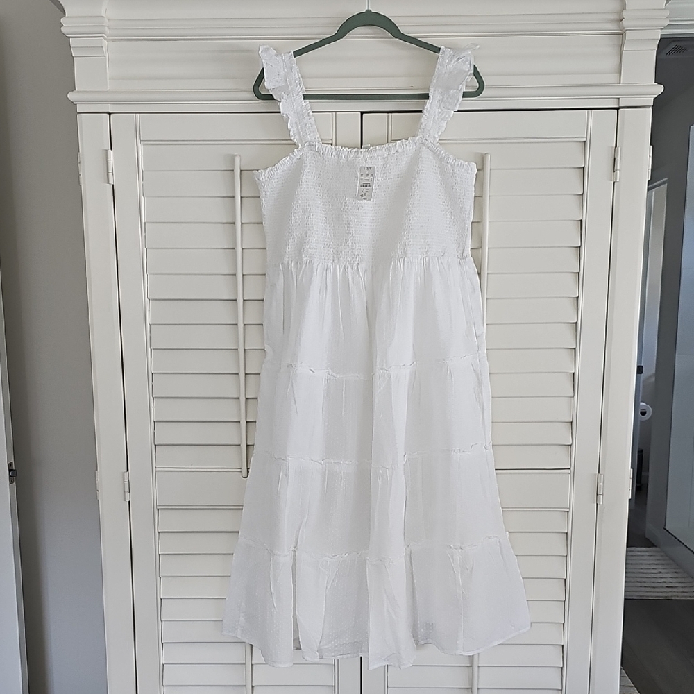 J. Crew White Polka Dot Sun Summer Dress XL